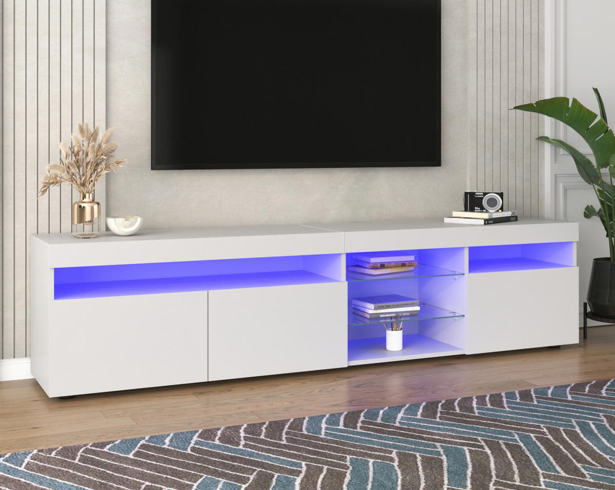 TV-SCHRANK Farbblock in Holzfarbe und Weiß 180/38/46 cm - Weiß, Holzwerkstoff (180/48/35cm) - Redom
