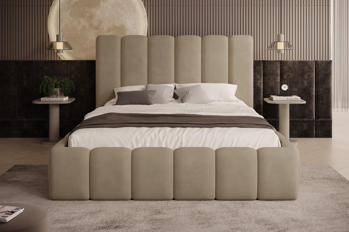 POLSTERBETT Vilo 160x200 mit Bettkasten und Stabilem Metallgestell - Braun, Textil (160/200cm) - Storez24