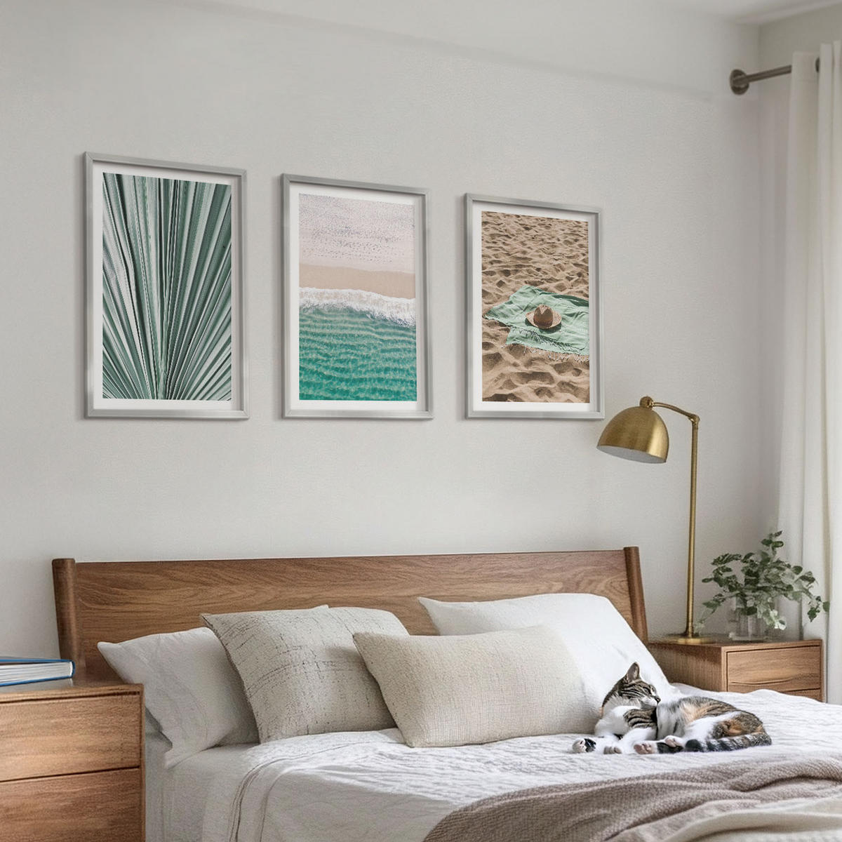 BILDER SET 3er Set - 40x60 cm Silberner Rahmen - Urlaubsblick Strand Meer - Silberfarben, Kunststoff (40/60cm) - TULUP