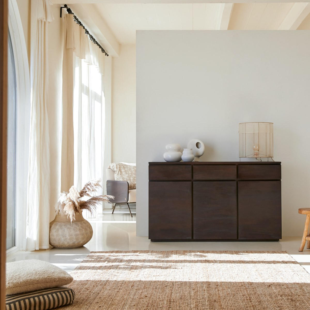 SIDEBOARD Eva Braun aus Mahagoni - Braun, Holz (150/90/45cm) - Tikamoon