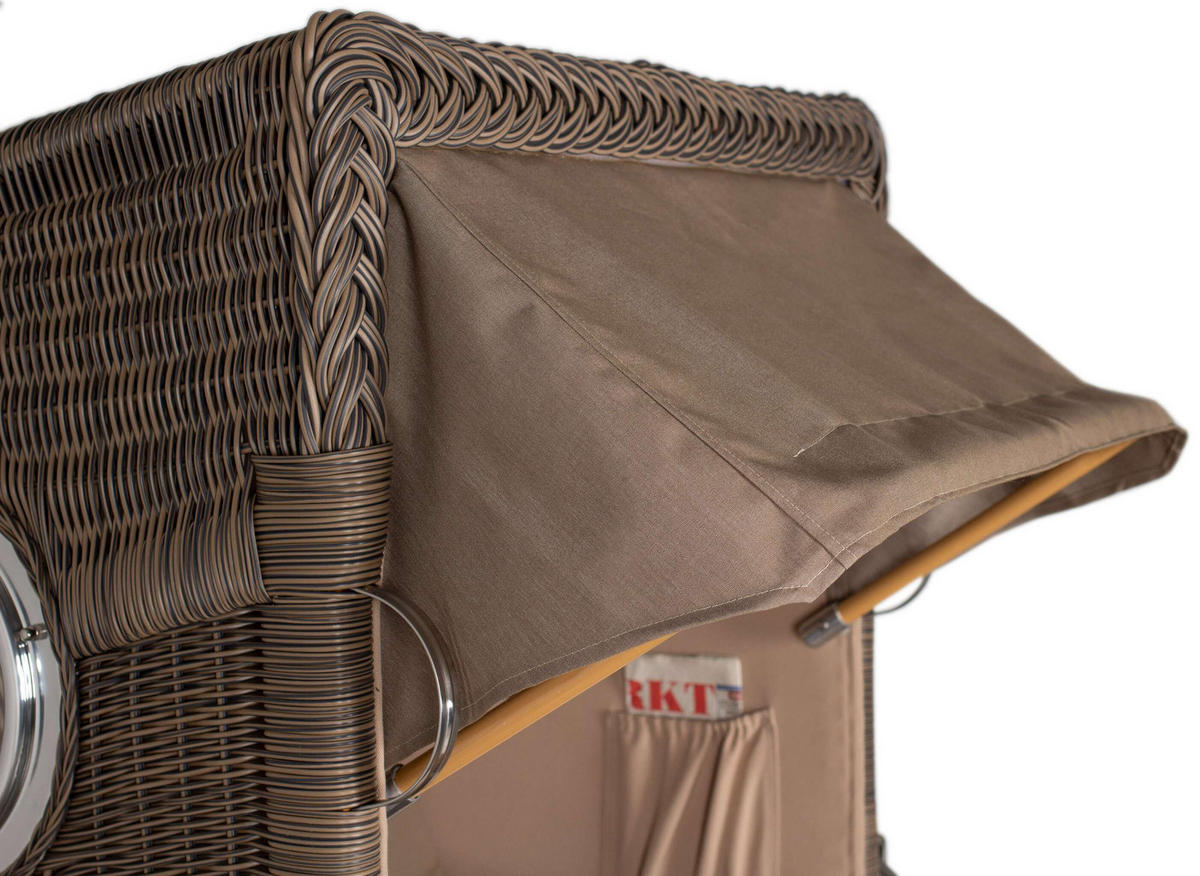 STRANDKORB Düne Single Teak 1-Sitzer - Taupe/Braun, Holz/Textil (96/165/80cm) - Mr. Deko