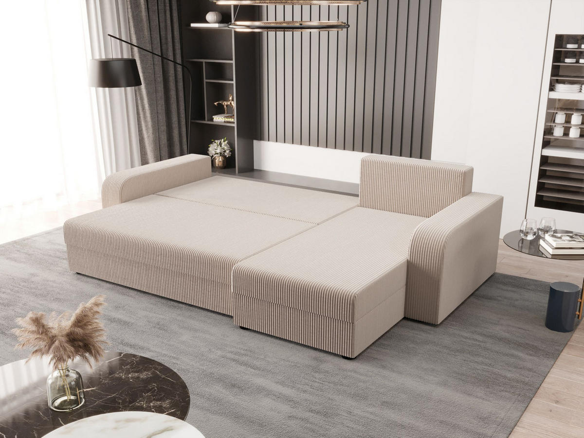 ECKSOFA HEWLET L BIS Zoom 1 Links mit Schlaffunktion - Beige, Textil (240/140cm) - Bedante
