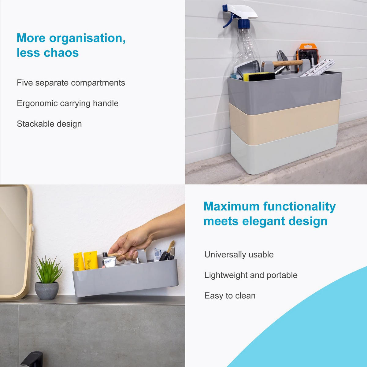 MAKE-UP-ORGANIZER 32/15.5/8 cm (Grau) - Grau, Kunststoff (15.5/8/32cm) - Intirilife