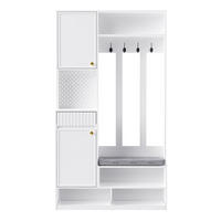 GARDEROBENSET Kompakt mit Sitzbank 4 Haken Weiß 100x35x180cm - Weiß, Holzwerkstoff (35/180/100cm) - FLIEKS