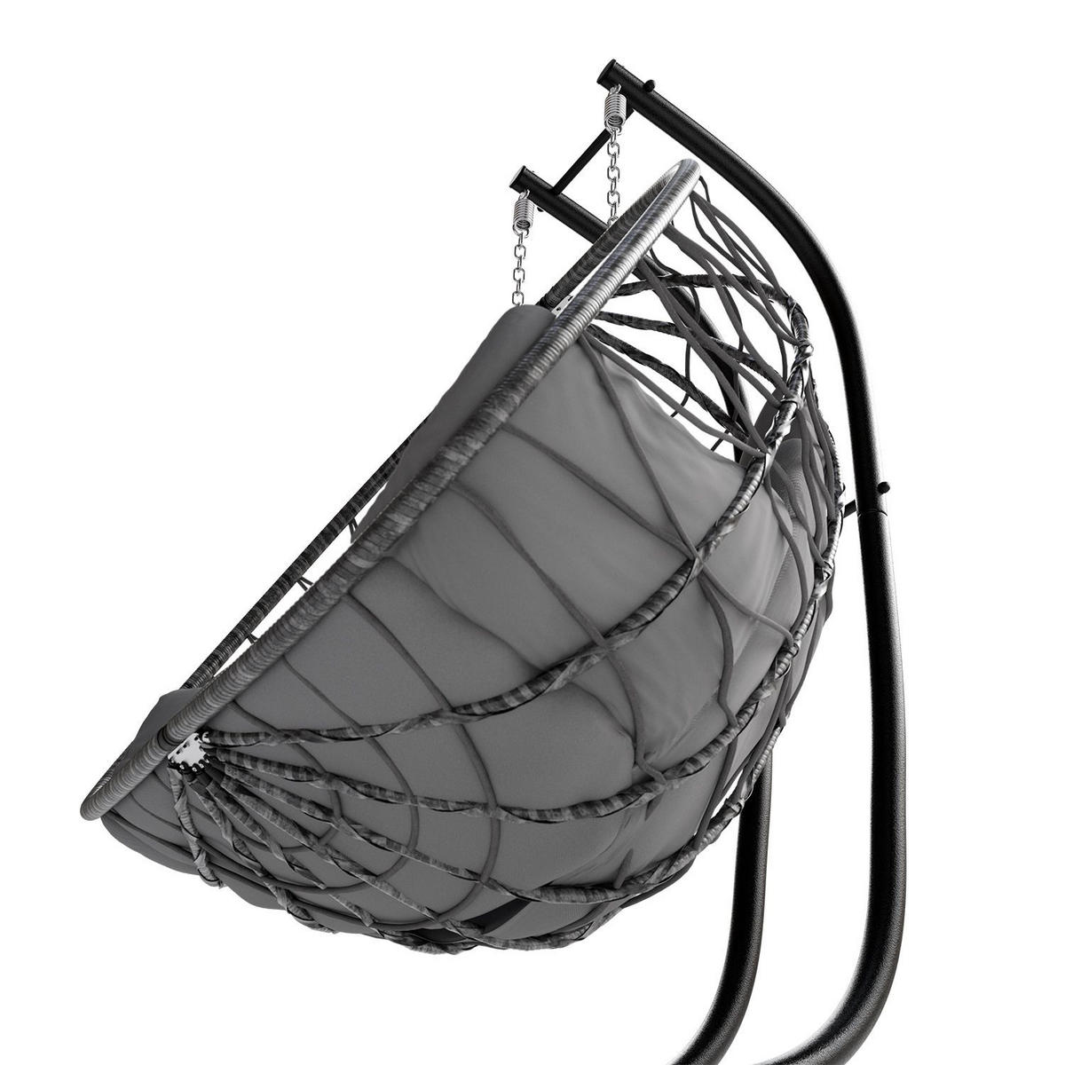 XXL-KORBHÄNGESESSEL Aria grau inkl. waschbare Bezüge - Grau, Kunststoff/Metall (130/197/127cm) - Juskys