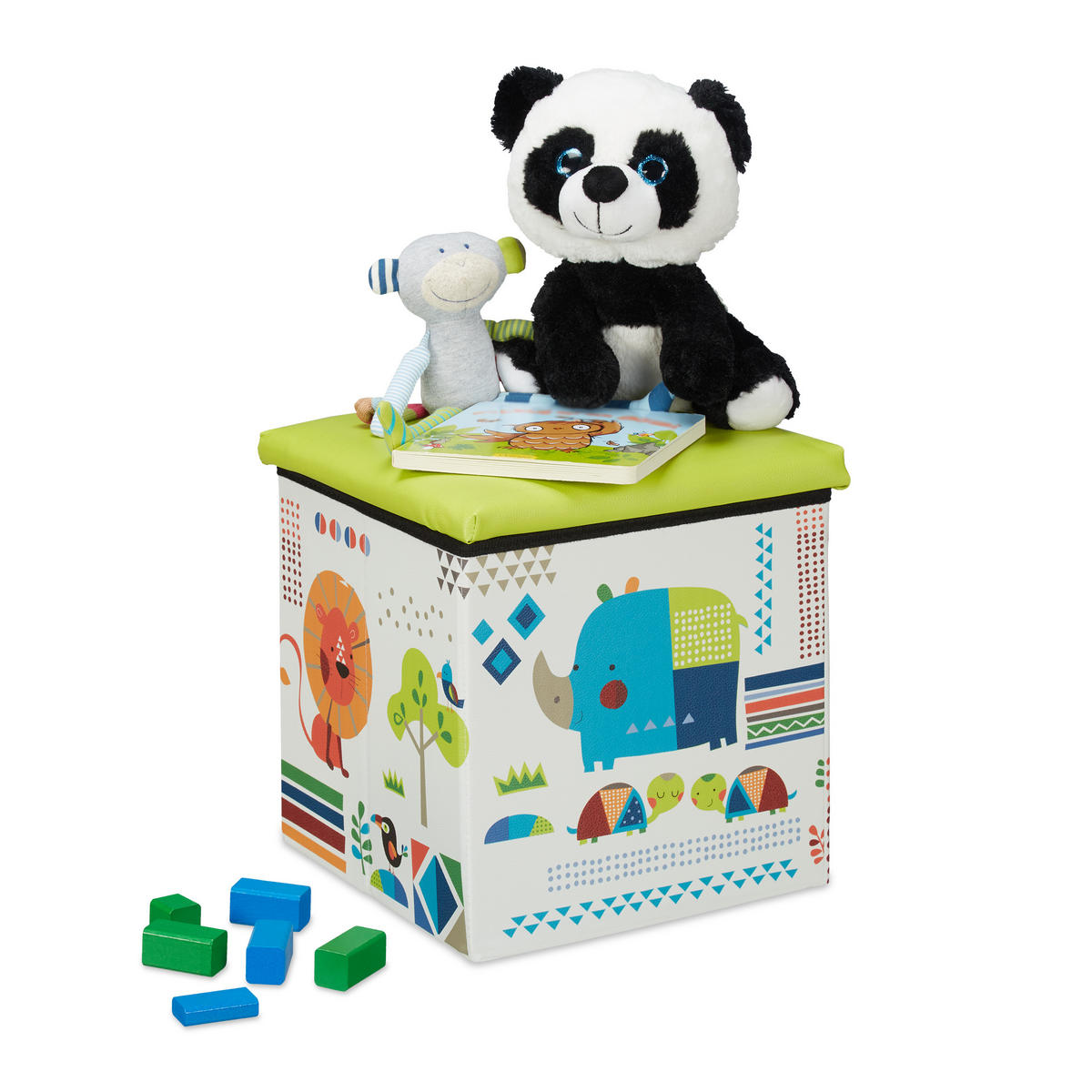 SITZHOCKER - Multicolor, Holzwerkstoff/Kunststoff (31/31/31cm) - Relaxdays