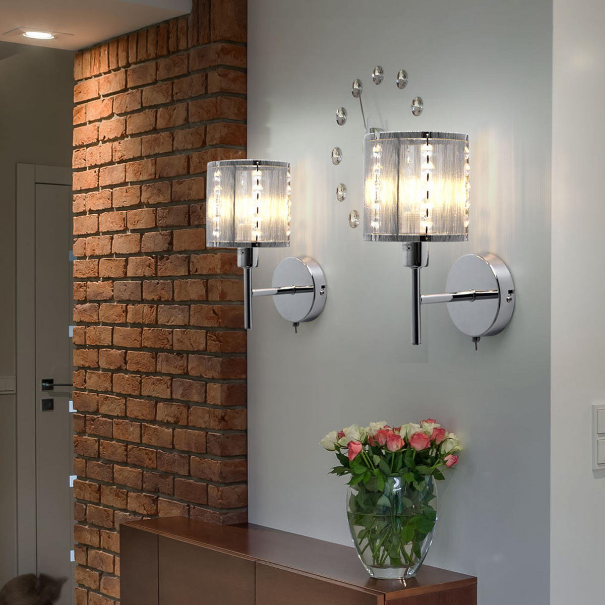 LED WANDLEUCHTE Kristalloptik Silber - Silberfarben, Metall (12/24.5/17cm) - Globo Lighting