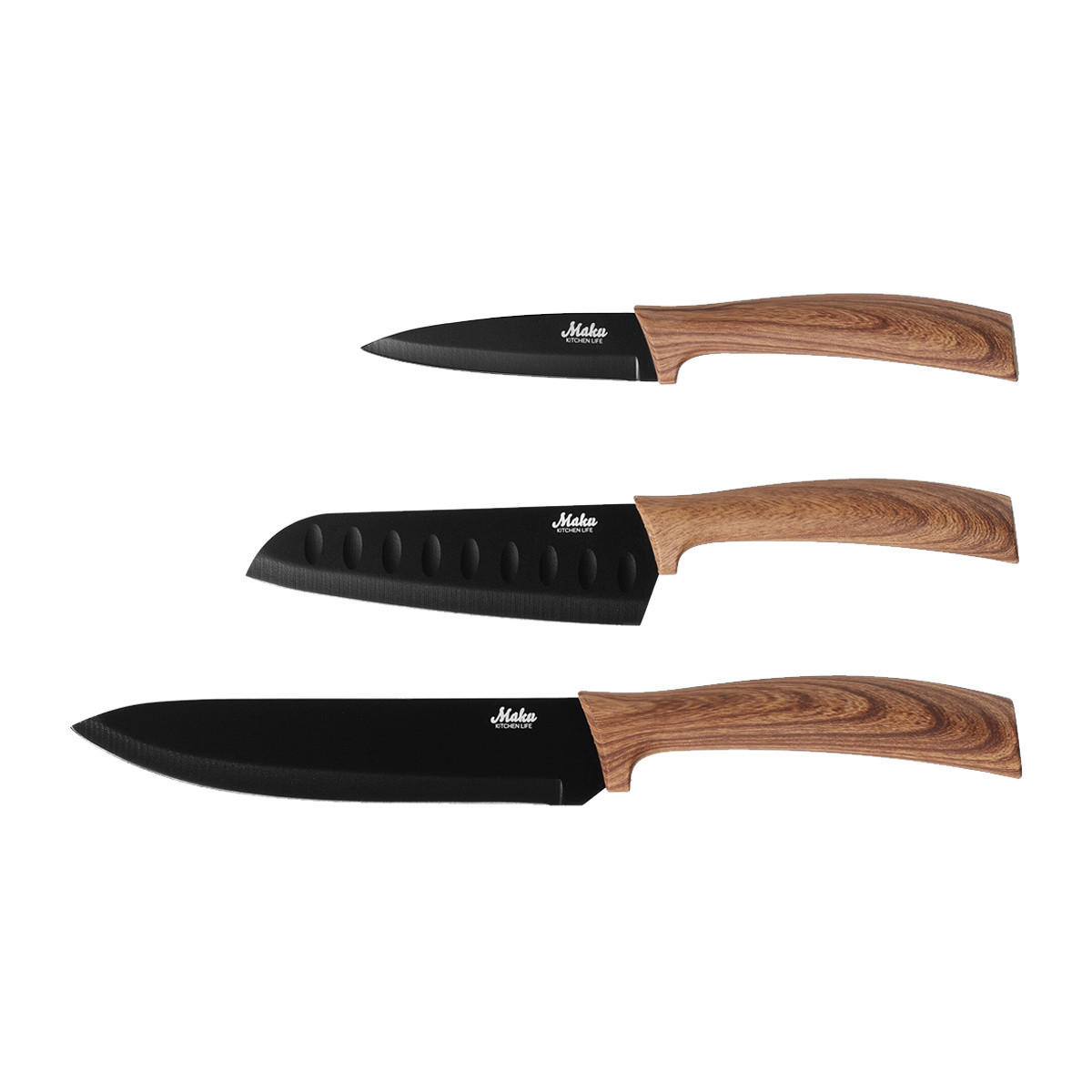 MESSERSET Edelstahl 3-teilig - Braun, Metall