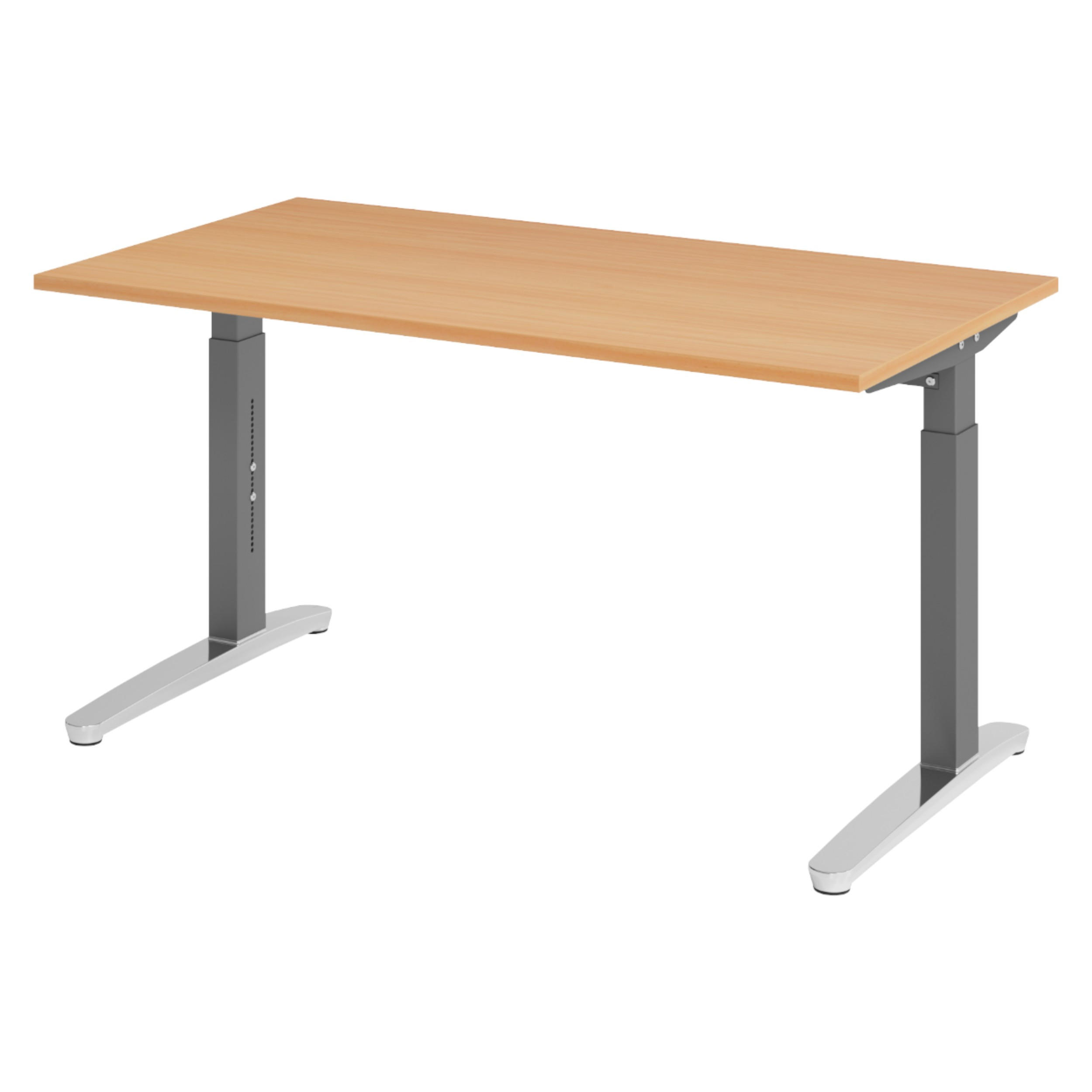 SCHREIBTISCH Serie-XB 80/140/74 cm in Buchefarben/Graphitfarben/Alu poliert - Buchefarben/Silberfarben, Holzwerkstoff (80/140/74cm) - bümö