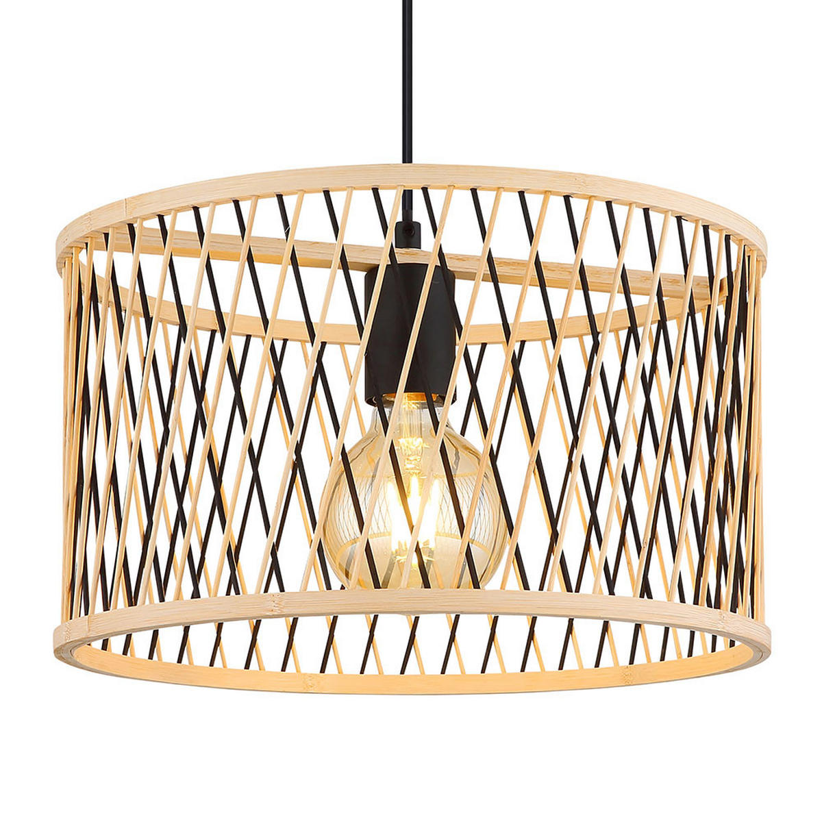 HÄNGELEUCHTE Metall Schwarz Matt Braun - Braun, Holz (35/35/150cm) - Nowa