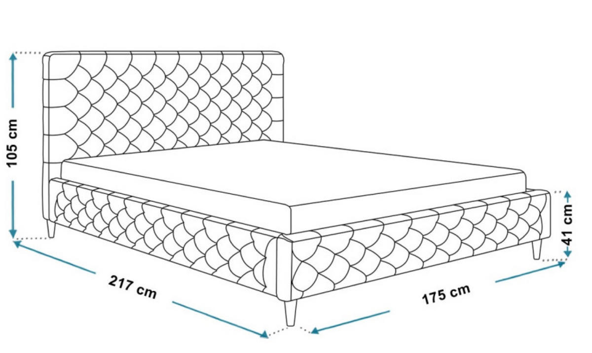 BETT Grau LUXO 5 Gepolstert Auf Hohen Beinen 160x200 cm - Eichefarben/Schwarz, Textil (160/200cm) - Sepro Meble