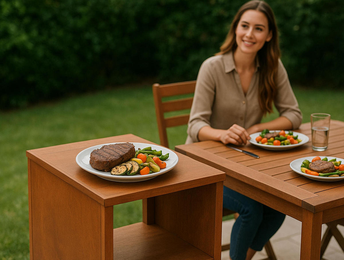 BEISTELLTISCH für Grill Braun aus Cortenstahl mit 4 Rädern - Braun, Metall (80/75/55cm) - Purline