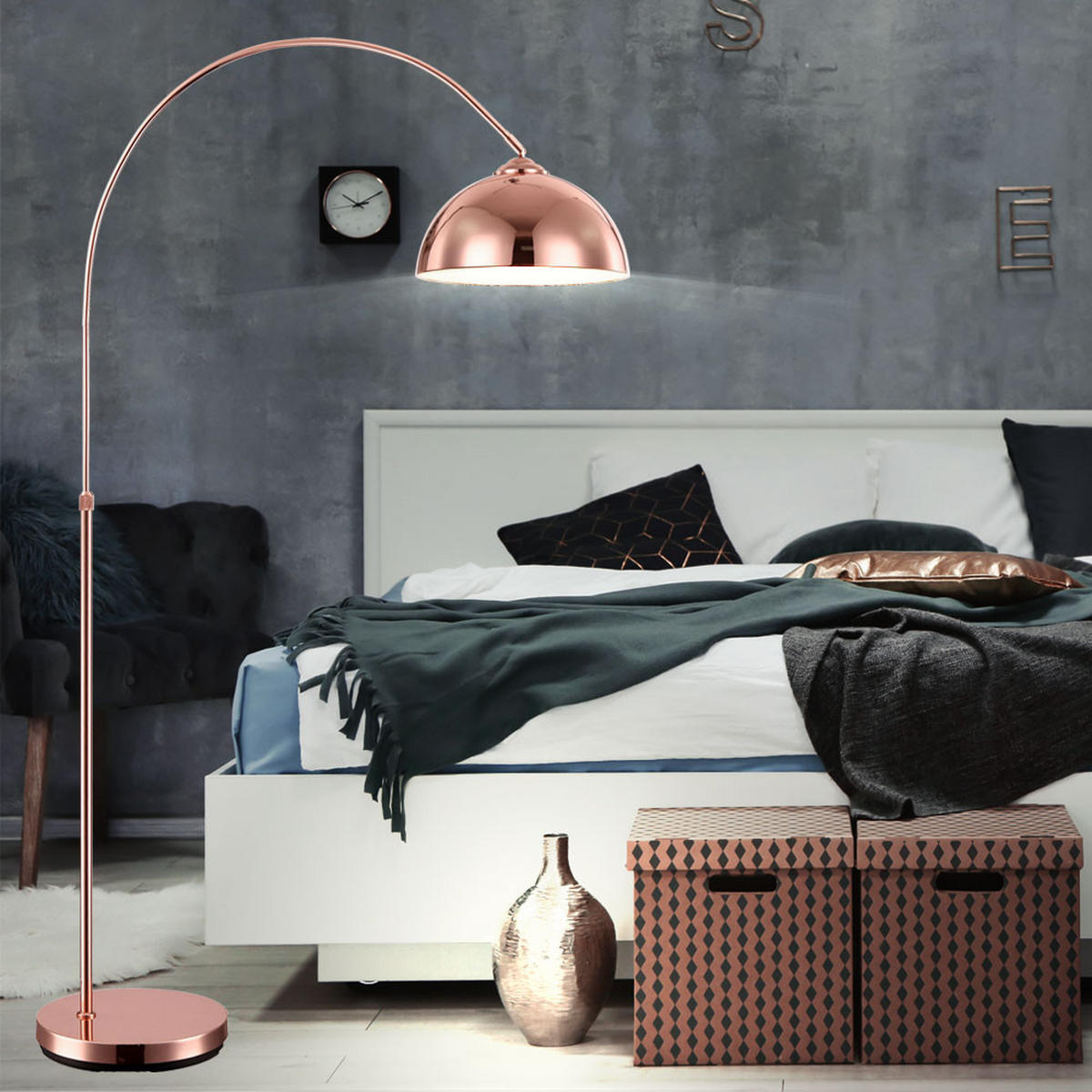 LED STEHLEUCHTE Newcastle Kupfer - Kupferfarben, Metall (92/30/196cm) - Globo Lighting