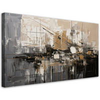 LEINWANDBILD Abstraktion Stadt Geometrisch 100x50cm - Grau, Textil (100/50cm) - Feeby