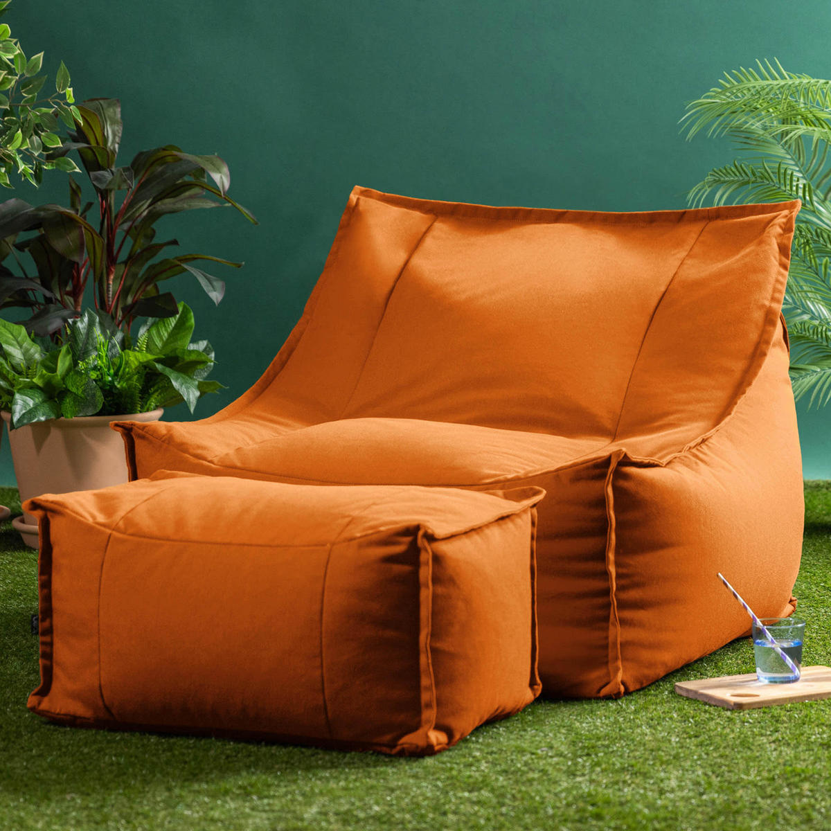 SITZSACK Outdoor-Sessel Alto + Hocker - Orange, Textil (94/75/94cm) - icon