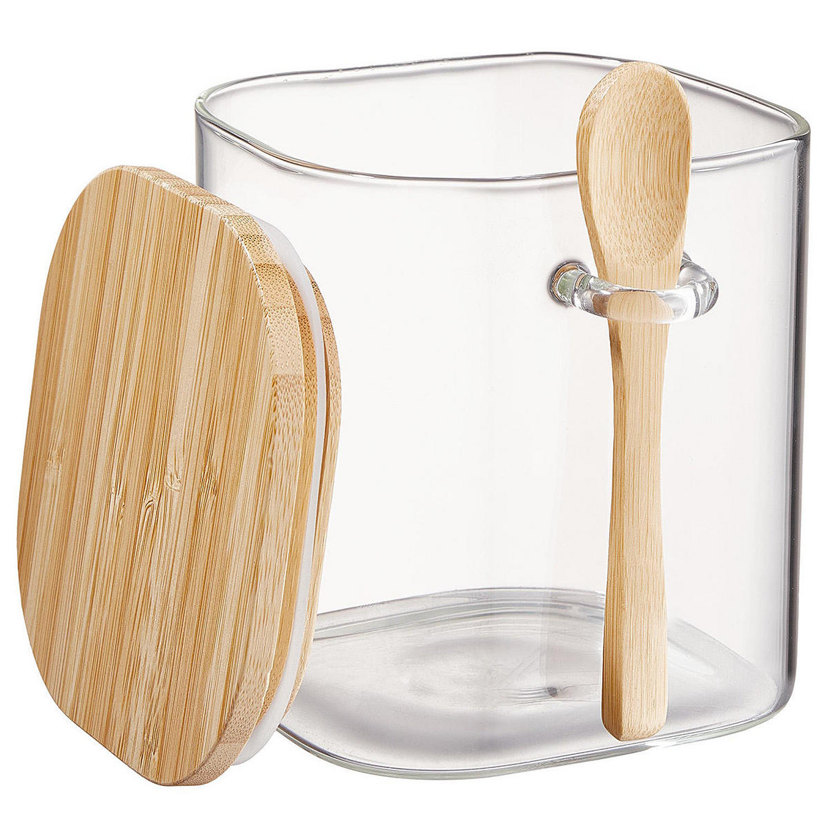 VORRATSGLAS Composition - Transparent, Glas/Holz (10/11/13cm) - Butlers