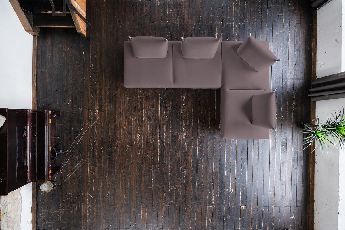 ECKSOFA CANE Violett Webstoff - Violett/Lila, Textil/Metall (310/210cm) - KAWOLA
