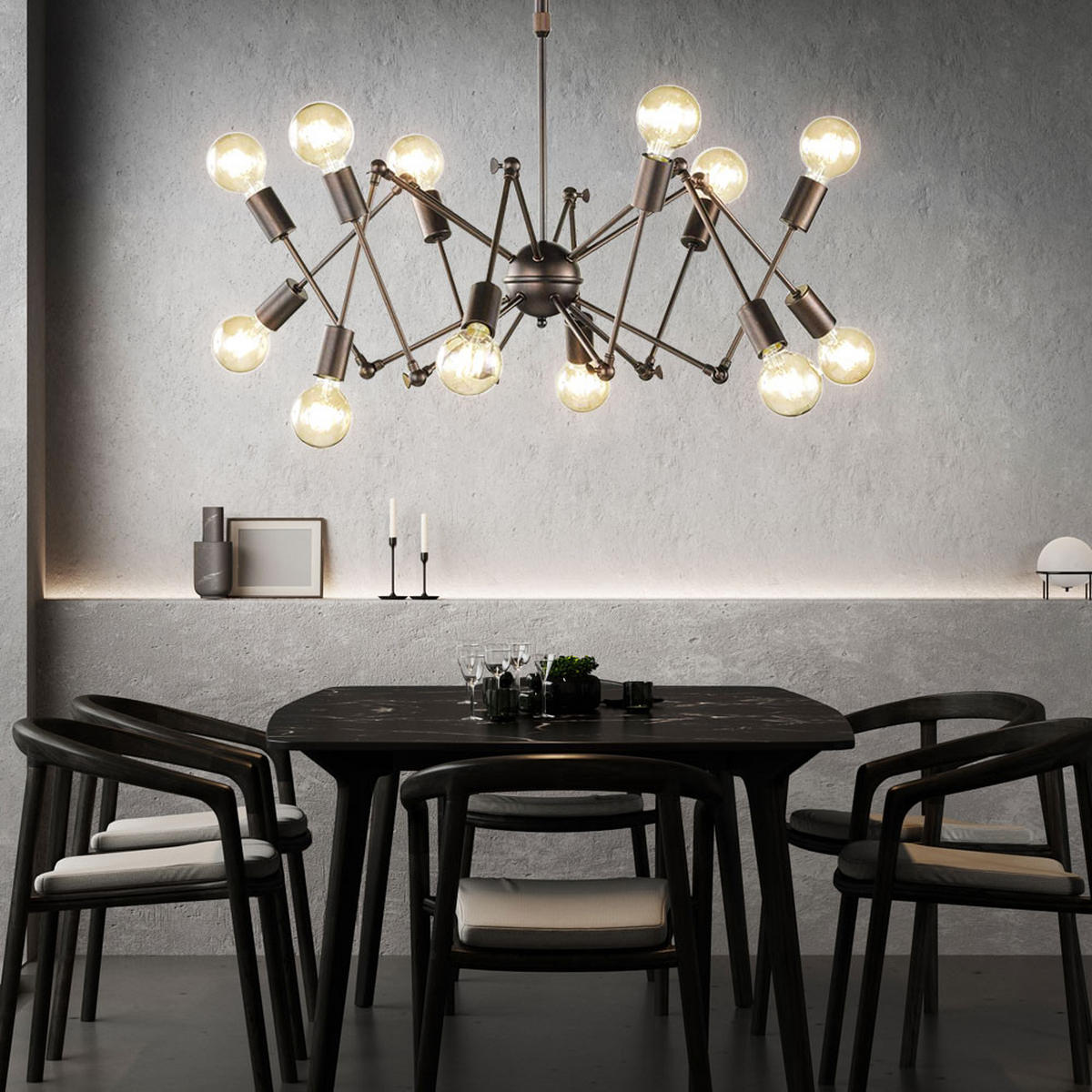 HÄNGELEUCHTE Braun 12-flammig Industriell - Braun, Metall (95/95/109cm) - Wofi