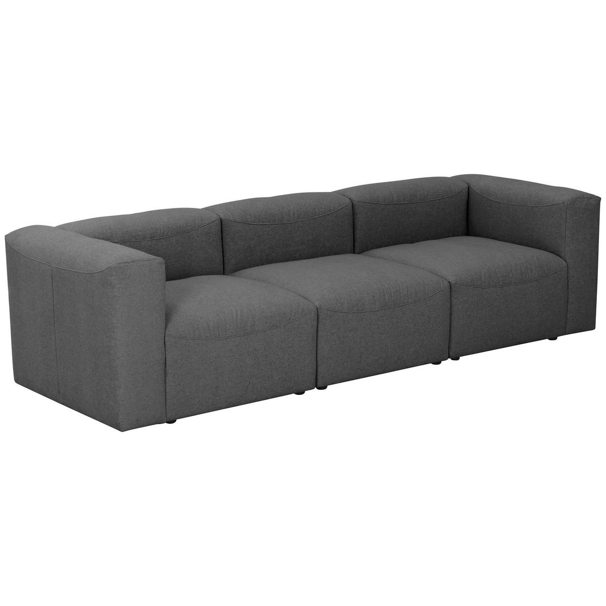 SOFA 3-Sitzer Kattrina Flachgewebe anthrazit - Anthrazit, Kunststoff (100/73/275cm) - 58aufmkessel