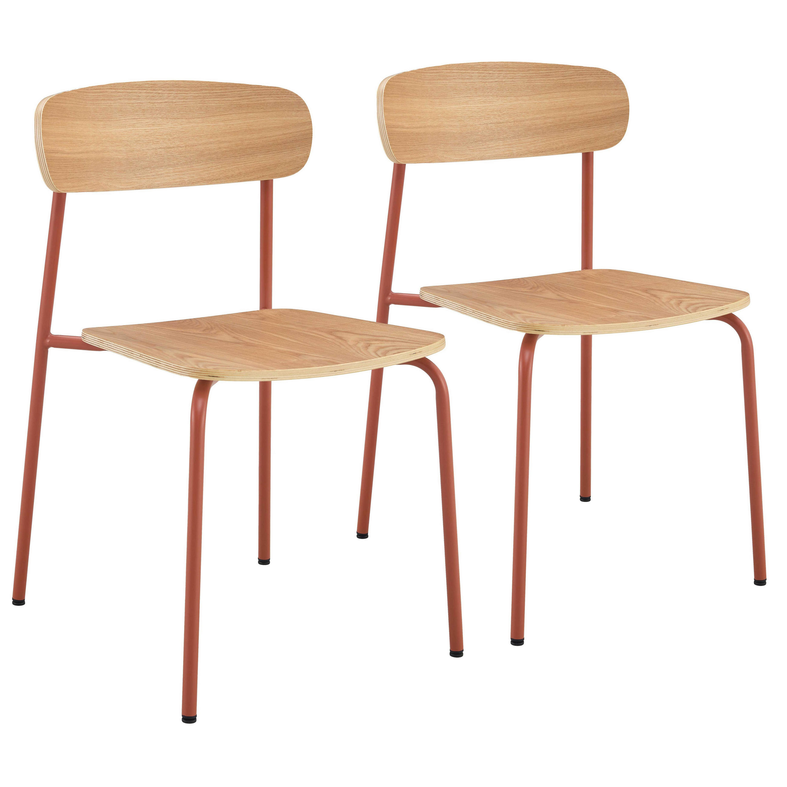 STUHL 2-tlg., Orange - Orange, Holz/Metall (52/78/46cm) - Oviala
