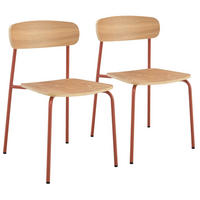STUHL 2-tlg., Orange - Orange, Holz/Metall (52/78/46cm) - Oviala
