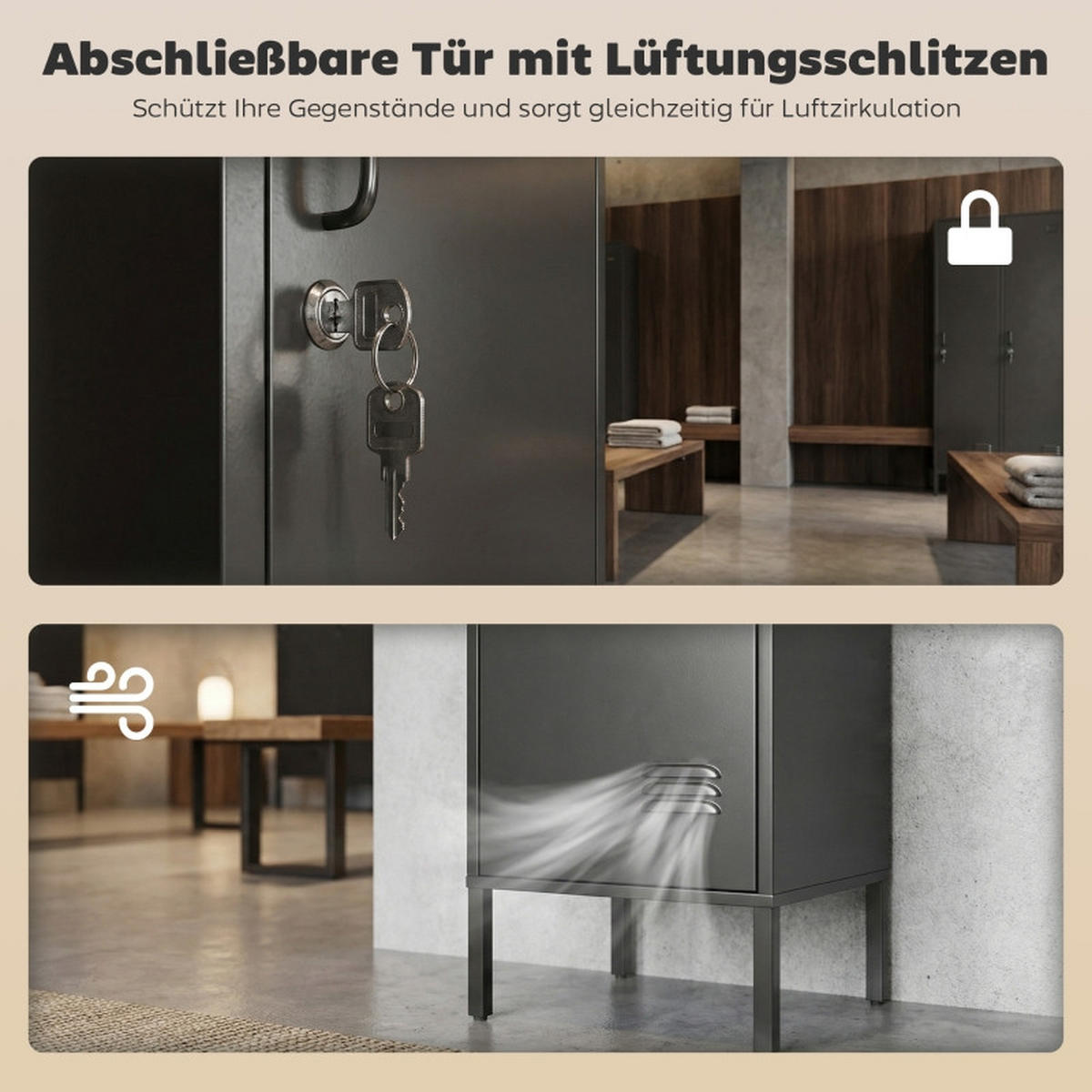 KLEIDERSCHRANK DE-38043 40/40/179 cm mit abschließbarer Tür Schwarz - Schwarz, Metall (40/179/40cm) - ComfortXL