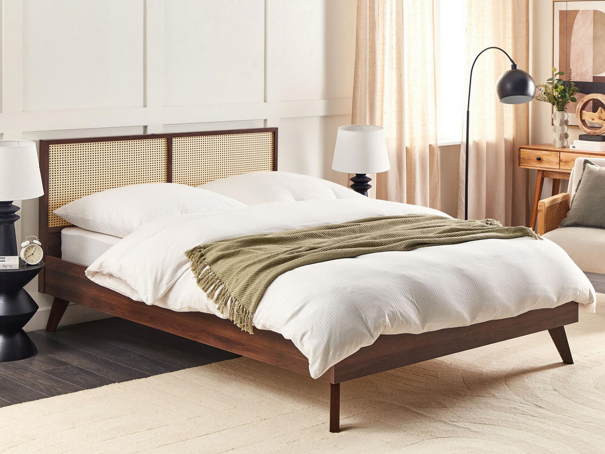 BETT mit Lattenrost 180/200 cm Braun Monpazier - Braun/Naturfarben, Holzwerkstoff (180/200cm) - Beliani