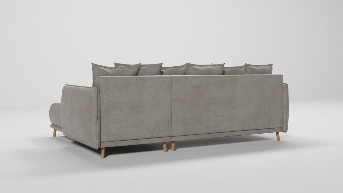ECKSOFA Chroma Dunkelbeige Luxusmicrofaser - Beige/Braun, Holz/Textil (238/170cm) - S-Style Möbel