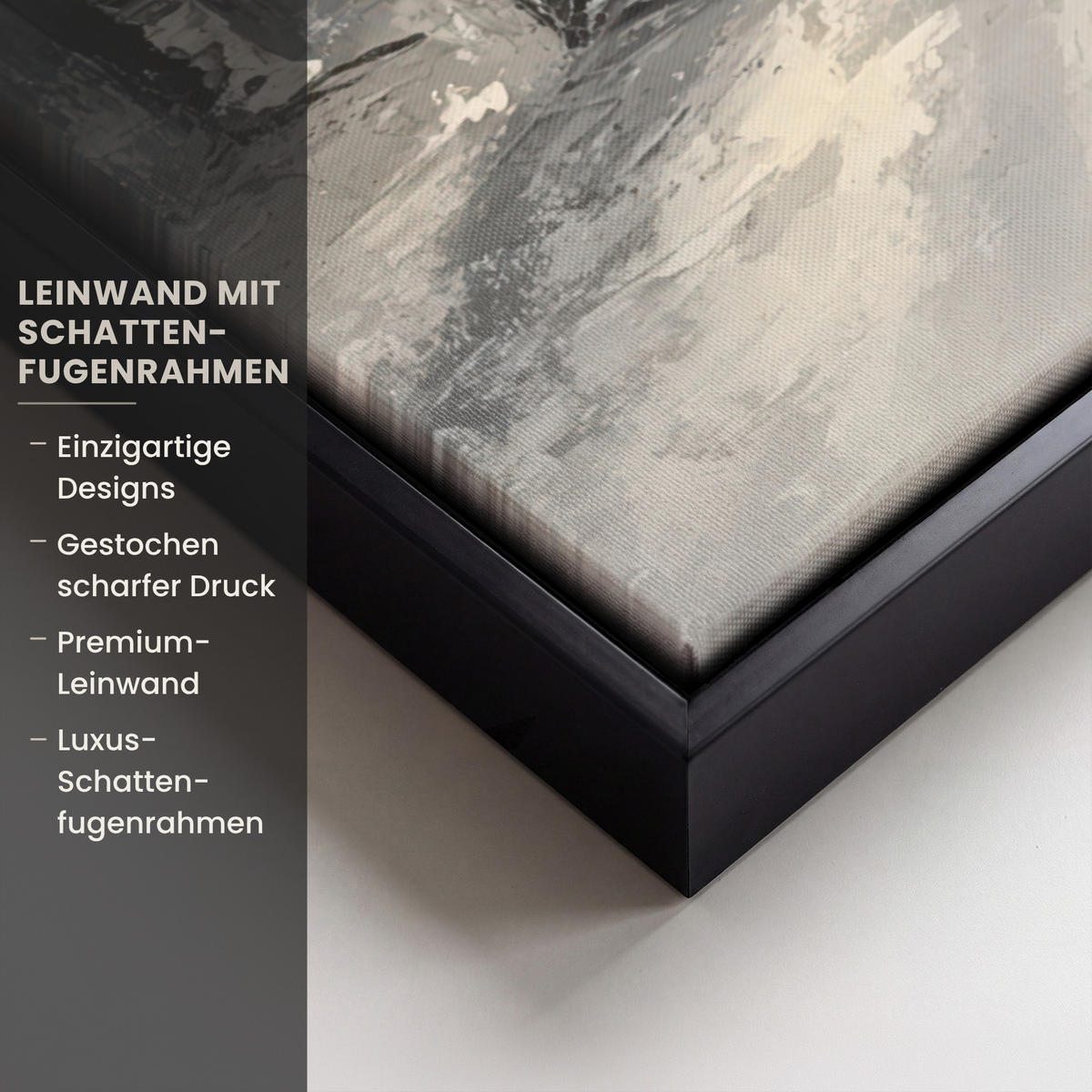 LEINWAND Bilder mit Rahmen - Winter - Abstrakt - Schnee - Natur - Sonne - 70x50 - Grau, Textil (70/50cm) - MuchoWow