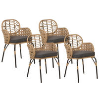 GARTENSTUHL 4er-Set PE Rattan Auflage graphitgrau Pratello - Graphitfarben, Kunststoff (45/84/49cm) - Beliani