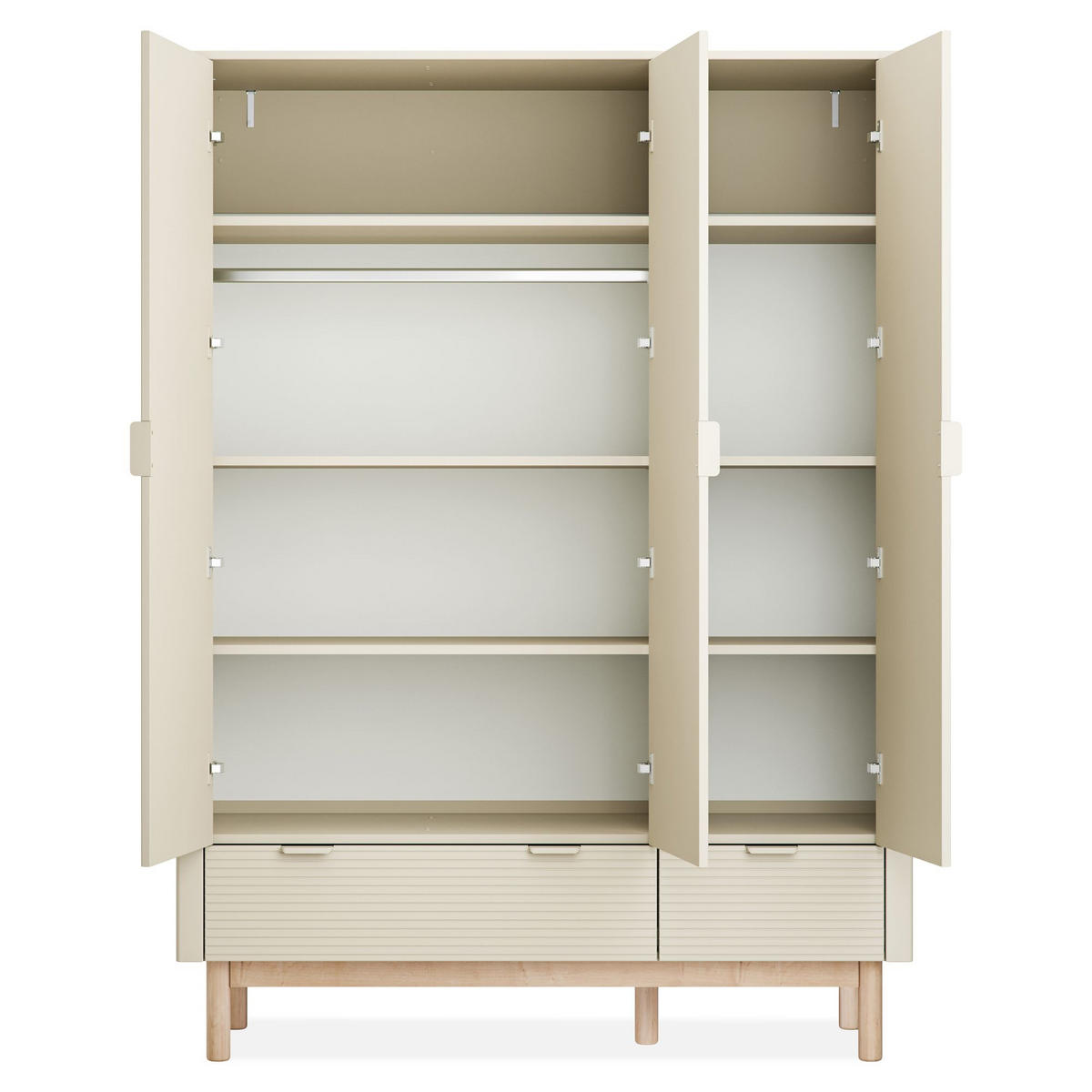 KLEIDERSCHRANK Drehtürenschrank LOTTI - Beige, Holz (145/198/53cm) - KONSIMO®