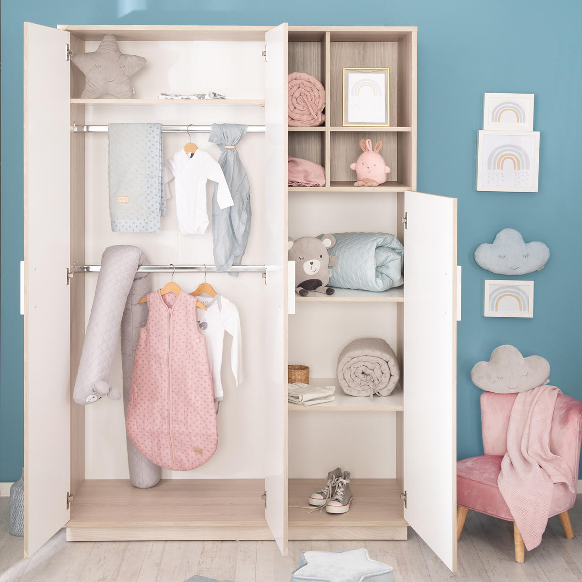 BABYZIMMER-SET Olaf 3-teilig - Weiß, Holzwerkstoff (76/82/142.5cm) - Roba