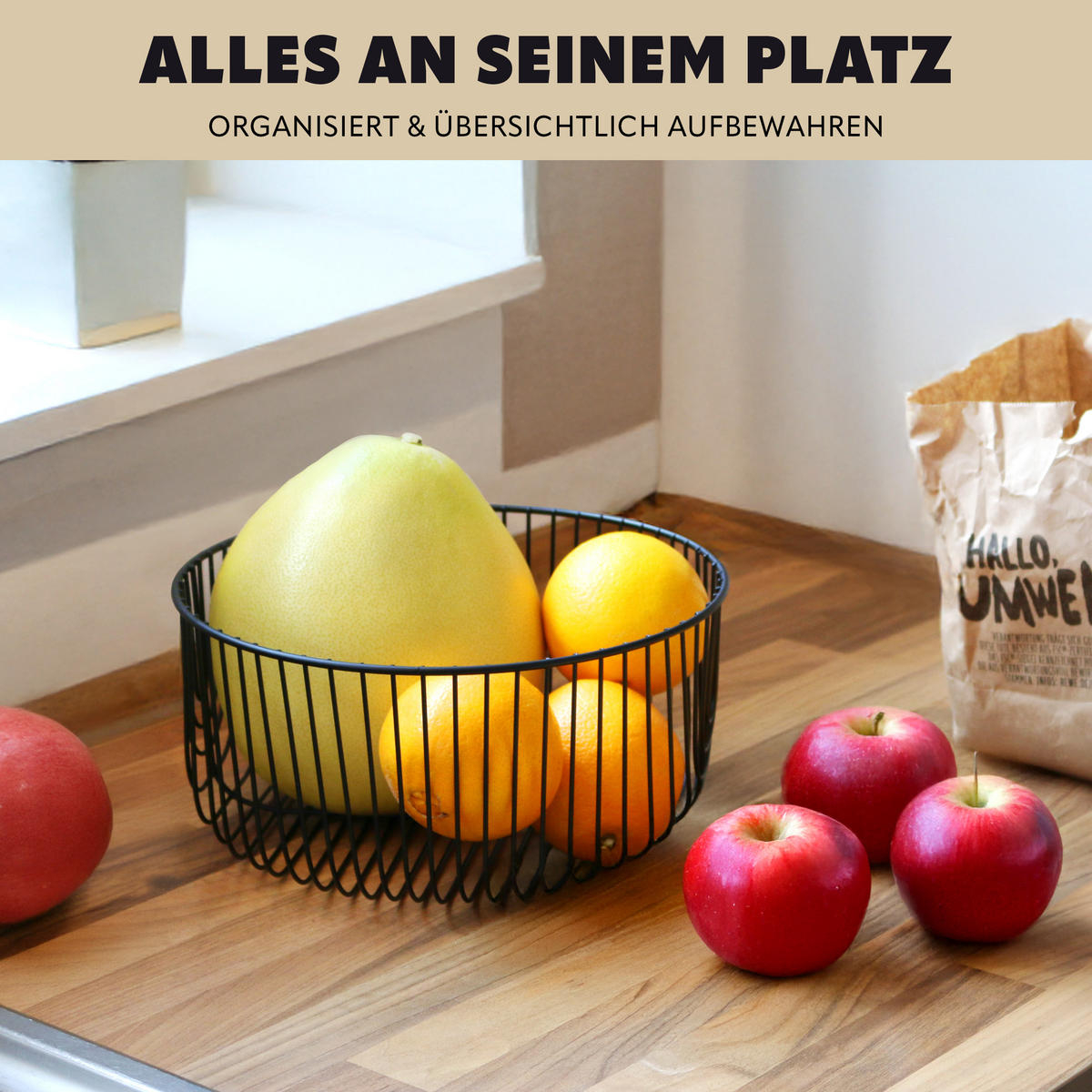 OBSTKORB, schwarz, Metall - Schwarz, Metall (12.5cm) - bremermann