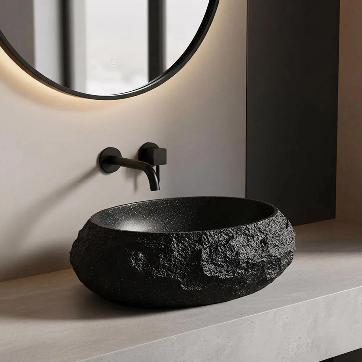 AUFSATZWASCHBECKEN Rea Mika Black - Schwarz, Kunststoff (38/11.5/48cm) - REA