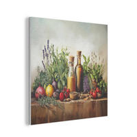 AKUSTIKPANEEL Stilleben - Kräuter - Gewürze - Früchte - Farbenfroh 90x90 cm - Grün, Textil (90/0.9/90cm) - MuchoWow
