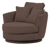 DREHSESSEL braun Web-Velours, XL Sessel 360° drehbar inklusive 3 x Kissen - Braun, Kunststoff/Textil (120/86/120cm)