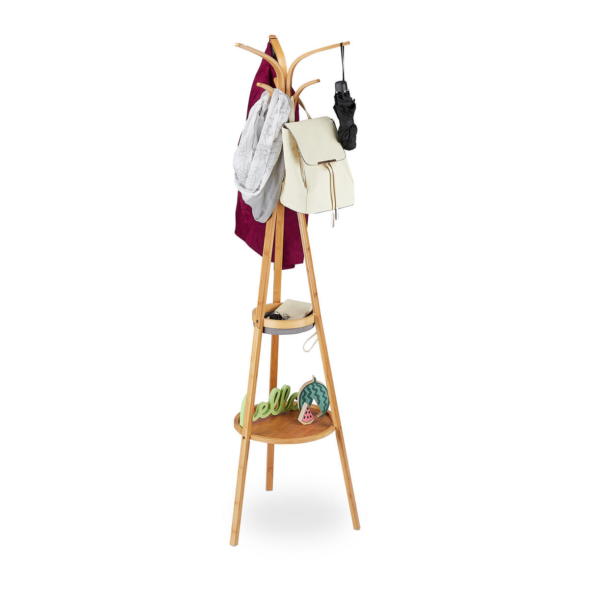GARDEROBENSTÄNDER - Hellbraun, Holz/Textil (50/178/50cm) - Relaxdays