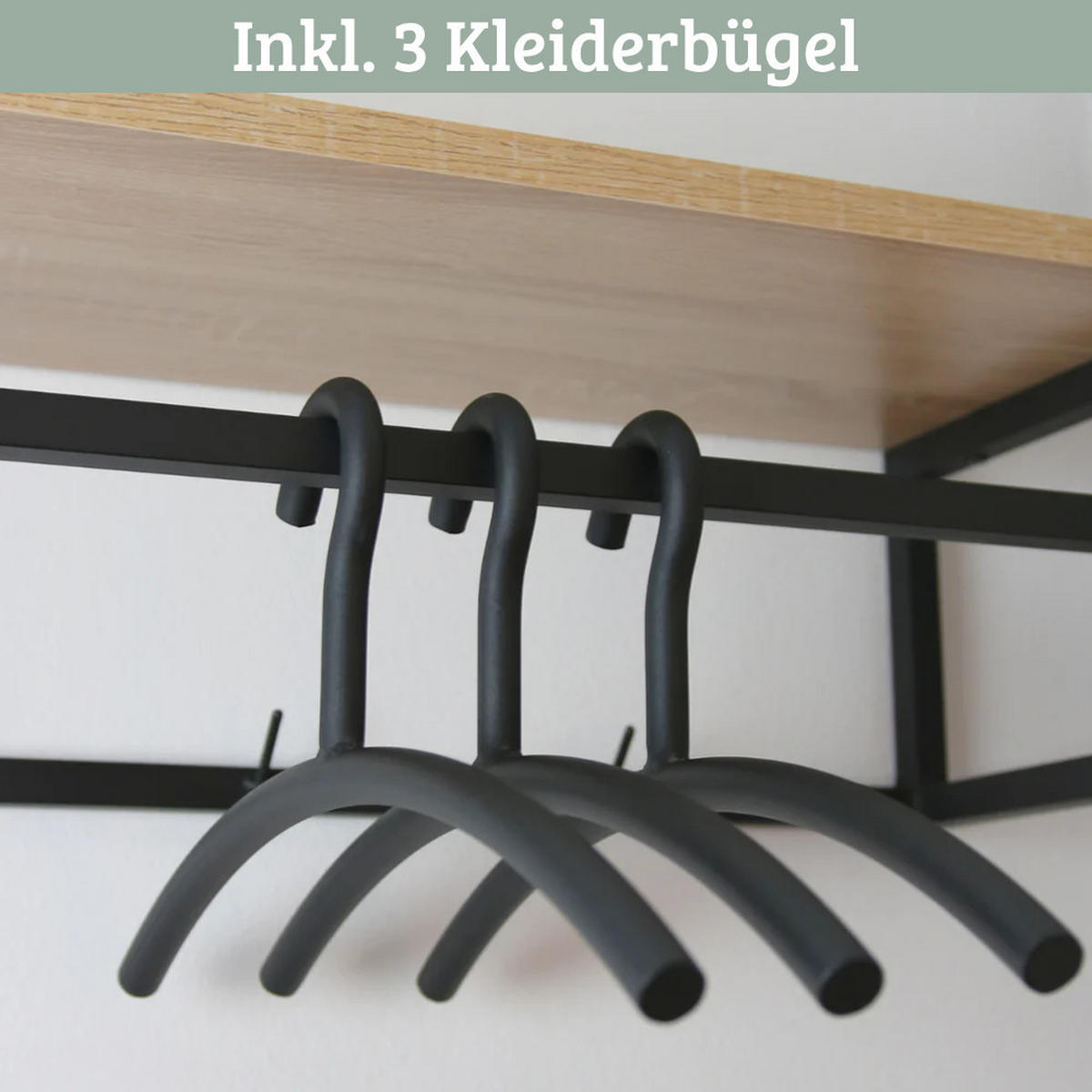 WANDGARDEROBE mit Ablage SIMBA Eichenholz 4 Haken 3 Kleiderbügel - Braun, Holz (92/22/29cm) - DELUKE