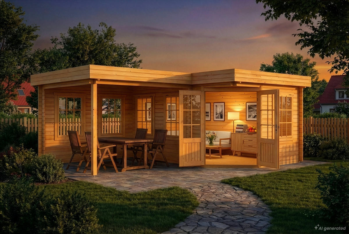 GARTENHAUS Holz Pepe - Pinienfarben, Holz (618/228/462cm) - Alpholz