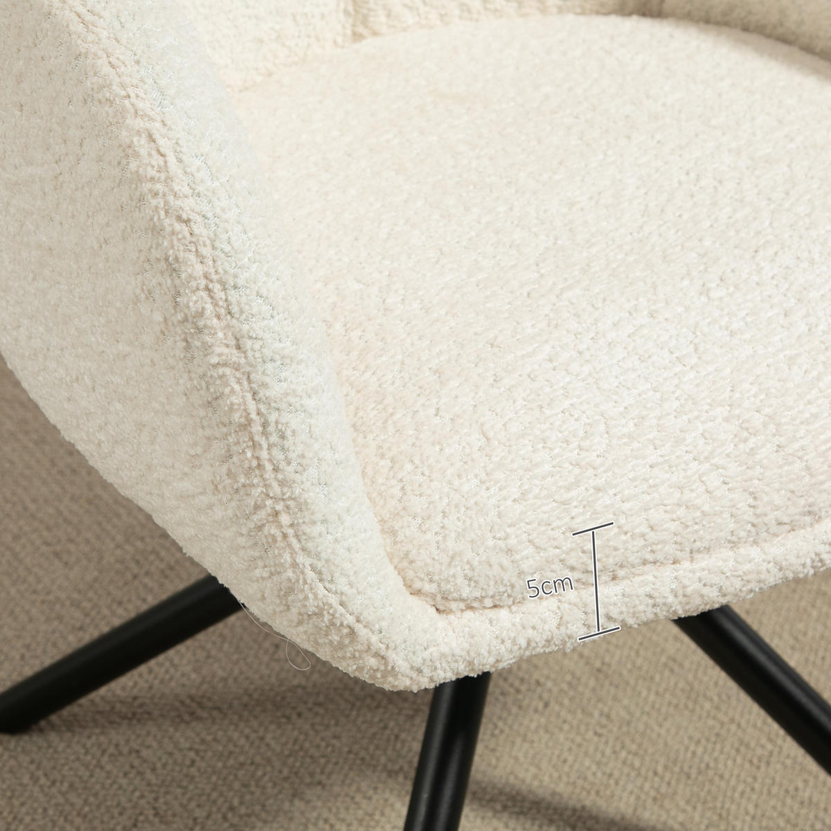 SESSEL Loungesessel mit Armlehne, 360° Drehfunktion, Leinenoptik, Cremeweiß - Creme, Kunststoff (58.5/78.5/59cm) - HOMCOM