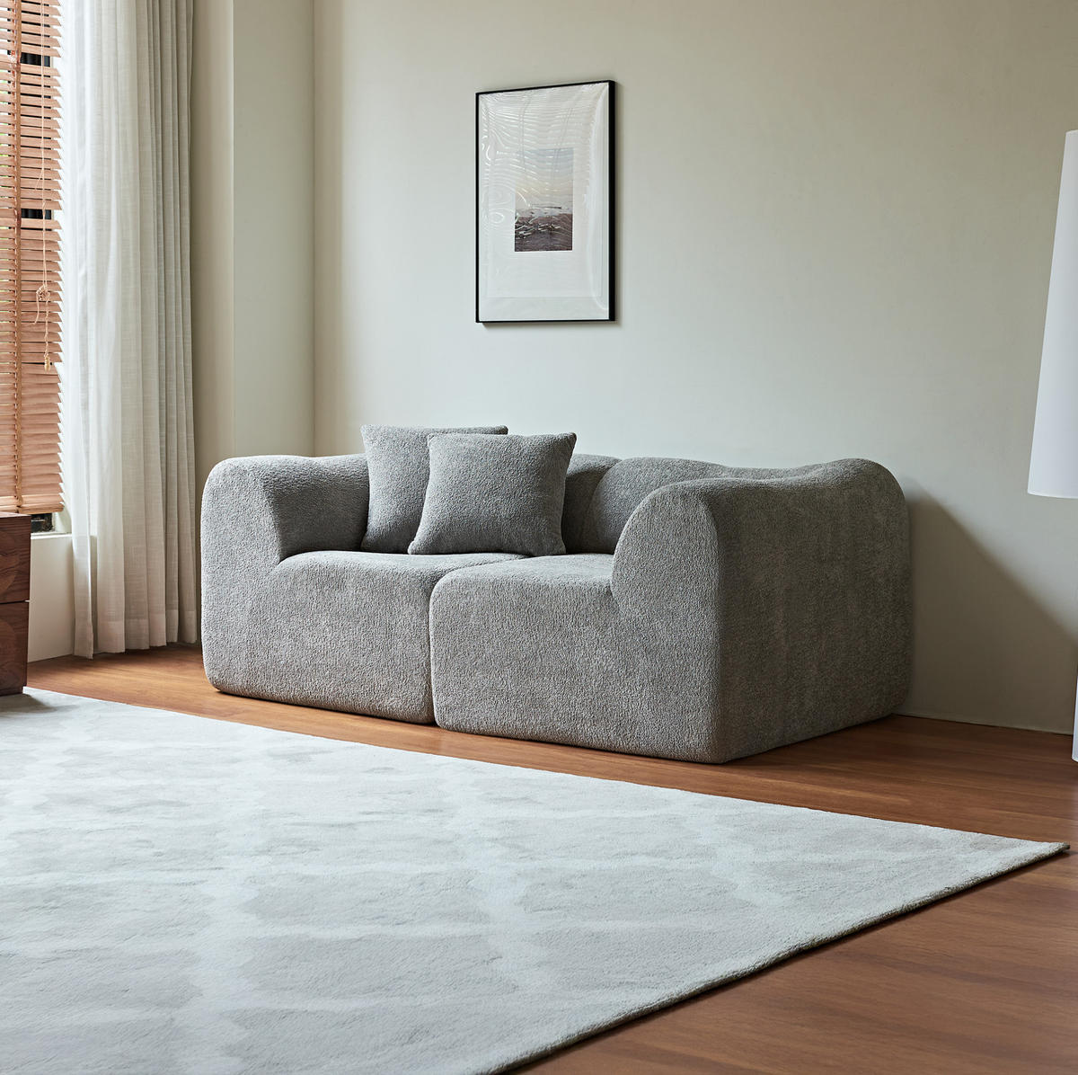 SOFA 2-Sitzer kompakt 193 x 87 x 67 cm Samt Grau - Grau, Holzwerkstoff (194.1/67/87cm) - Meubliv