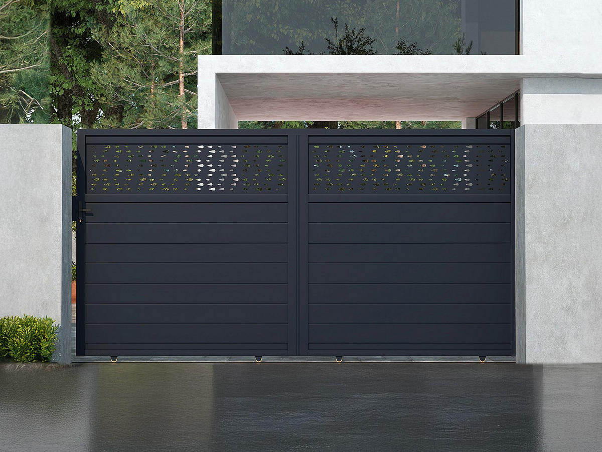 SCHIEBETOR - 348cm x 4.6cm - Aluminium - anthrazitgrau - BAZIO - Anthrazit, Metall (348/178cm) - Vente-Unique