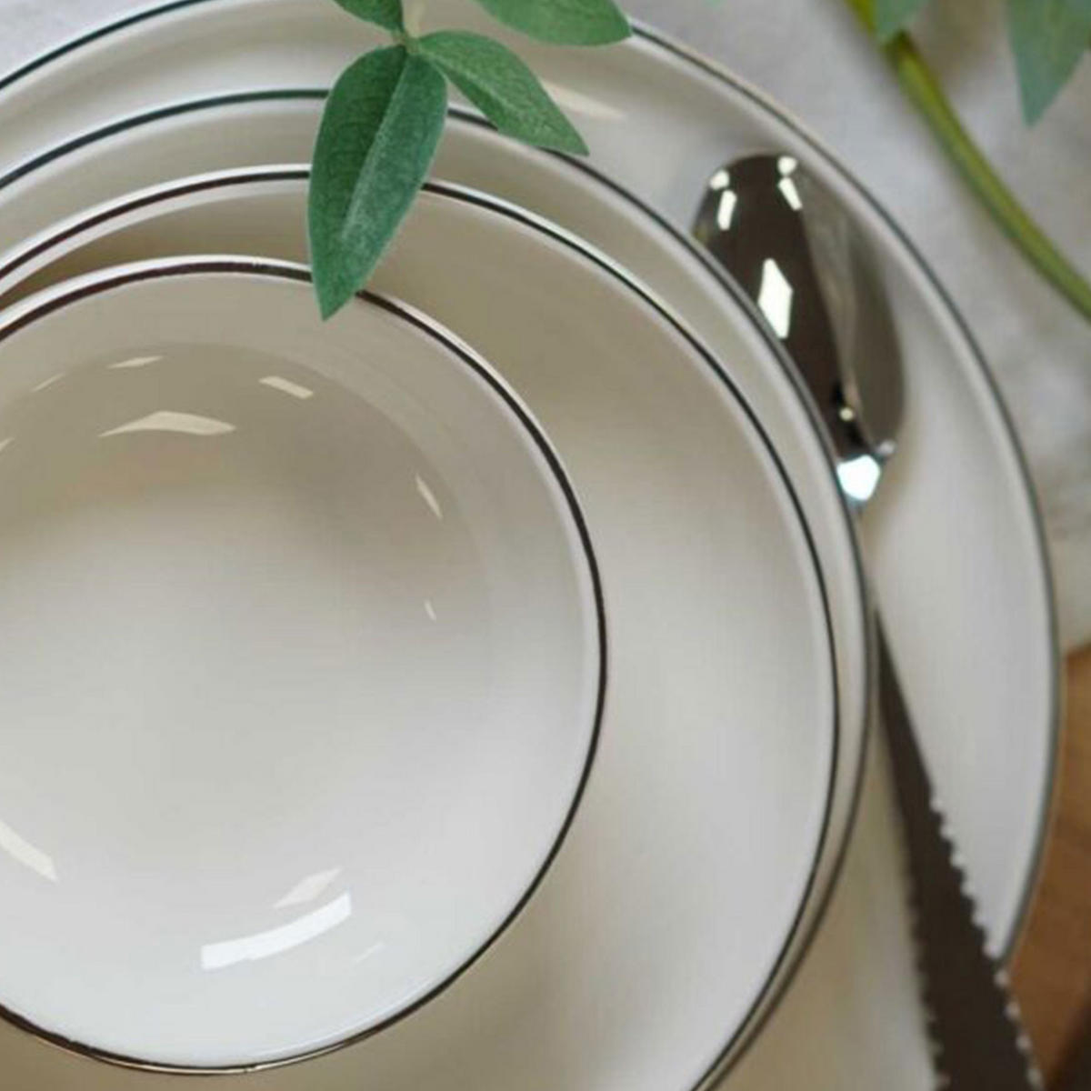 GESCHIRRSET Milano 28-tlg. Platin - Weiß, Keramik (41/38/38cm) - Mulex