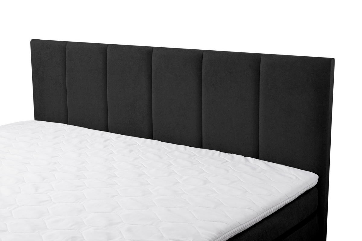 BOXSPRINGBETT Paris, Polsterbett Maße: 160x200 cm, Farbe: Schwarz, Velourstoff, Doppelbett mit Bonell-Matratze H3 inkl. Topper - Schwarz, Holz/Kunststoff (160/200cm) - VENASI MÖBEL