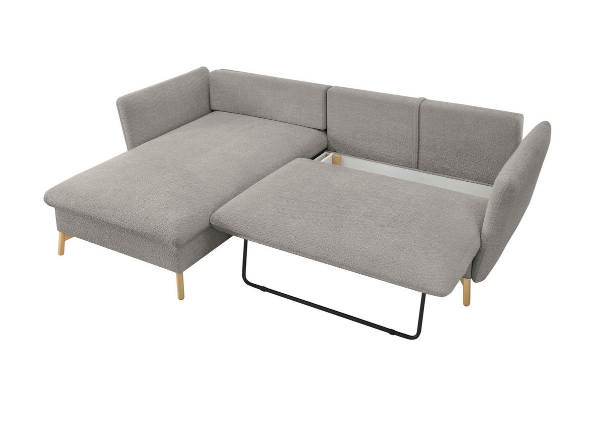 ECKSOFA S11 Ambriamo Hellgrau 258/91/167 cm Recamiere links - Hellgrau, Textil (167/258cm) - Livojo