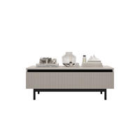 COUCHTISCH Selene Kaschmir matt 109 cm mit Metallrahmen - Kaschmir/Schwarz, Holzwerkstoff/Metall (50/109/39cm) - Meble Lindner