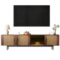TV-LOWBOARD 200/35/53 cm mit LED-Beleuchtung und Glaselementen - Schwarz, Holzwerkstoff (200/53/35cm) - BEAOK