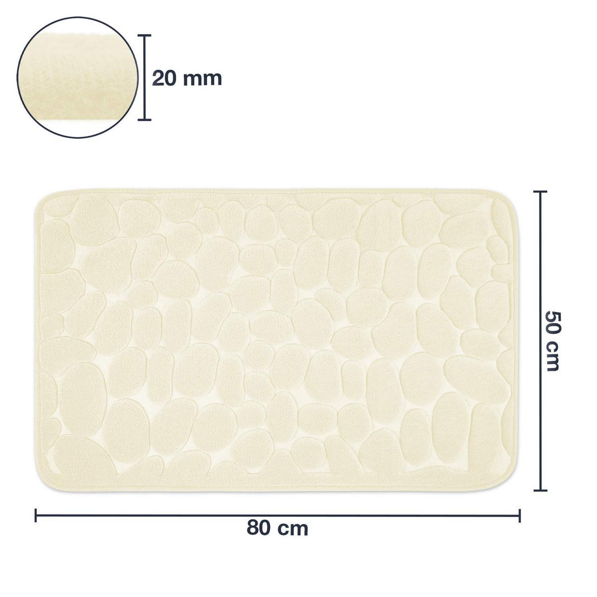 MEMORYSCHAUM BADEMATTE LONDON - Creme, Textil (50/80cm) - WohnDirect