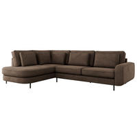 ROHOVÁ SEDAČKA CALENO L - Hnědá Samet - Pravá Strana - černá/hnědá, kov/textil (317/225cm) - MKS