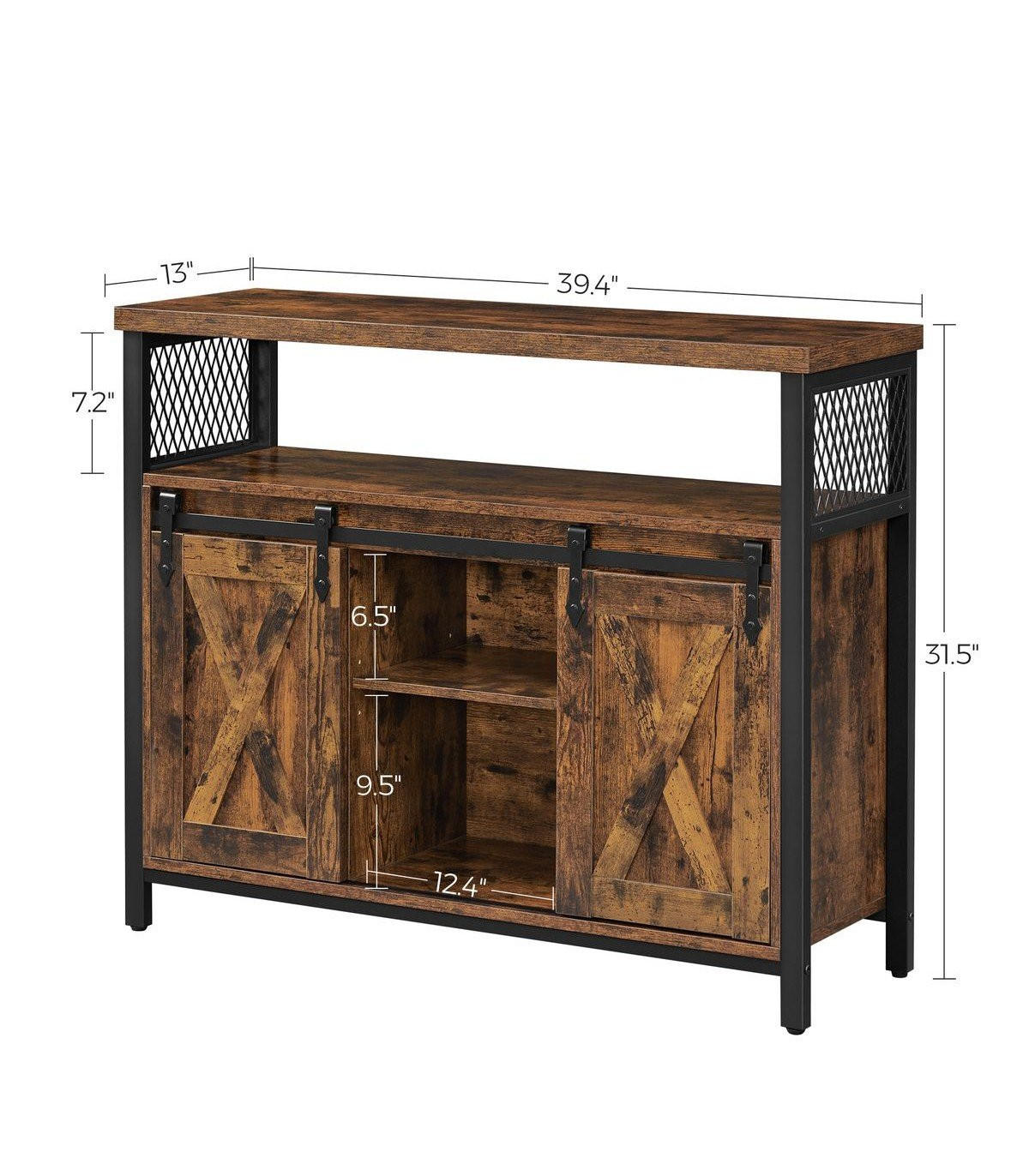 SIDEBOARD im Industriestil mit Schiebetüren - L100 cm - Braun, Holzwerkstoff (33/80/100cm) - Calicosy